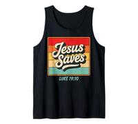 Jesus Saves Luke 19:10 Retro Vintage Christian Bible Verse Camiseta sin Mangas