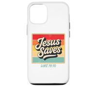Jesus Saves Luke 19:10 Retro Vintage Christian Bible Verse Carcasa para iPhone 12/12 Pro
