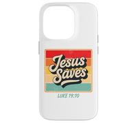 Jesus Saves Luke 19:10 Retro Vintage Christian Bible Verse Carcasa para iPhone 14 Pro
