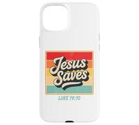 Jesus Saves Luke 19:10 Retro Vintage Christian Bible Verse Carcasa para iPhone 15 Plus