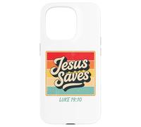 Jesus Saves Luke 19:10 Retro Vintage Christian Bible Verse Carcasa para iPhone 15 Pro