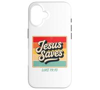 Jesus Saves Luke 19:10 Retro Vintage Christian Bible Verse Carcasa para iPhone 16