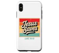 Jesus Saves Luke 19:10 Retro Vintage Christian Bible Verse Carcasa para iPhone XS Max