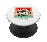 Jesus Saves Luke 19:10 Retro Vintage Christian Bible Verse PopSockets PopGrip Adhesivo