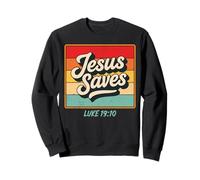 Jesus Saves Luke 19:10 Retro Vintage Christian Bible Verse Sudadera
