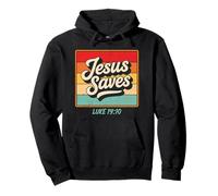 Jesus Saves Luke 19:10 Retro Vintage Christian Bible Verse Sudadera con Capucha