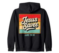 Jesus Saves Luke 19:10 Retro Vintage Christian Bible Verse Sudadera con Capucha