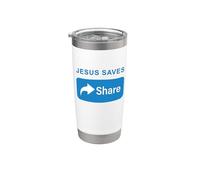 Jesus Saves! Share! Minimal Text Evangelism Gospel Vaso térmico de acero inoxidable de doble pared