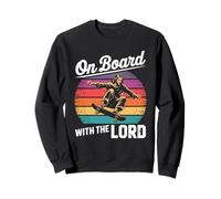 Jesús Skateboard Retro al Atardecer a Bordo con el Señor Patinador Sudadera