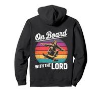 Jesús Skateboard Retro al Atardecer a Bordo con el Señor Patinador Sudadera con Capucha