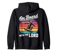 Jesús Skateboard Retro al Atardecer a Bordo con el Señor Patinador Sudadera con Capucha