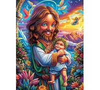 Jesús sosteniendo a un niño en el bosque mágico Puzzles 500 Piezas Construir Maquetas Detalladas Cuento de hadas acompañante adorable Rompecabezas Para Adultos Desafío Intelectual Juguete Educativo 3D