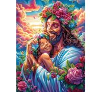 Jesús sosteniendo a un niño en el jardín Floral Puzzle 300 Piezas Cartón Blanco Premium para Expertos Cuento de Hadas Animal mágico Vacaciones Fines Semana Hobby Y Ocio Regalo Navideño