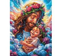 Jesús sosteniendo a un niño en jardín Floral Puzzle 1000 Piezas Obra De Arte Familiar Coleccionable Rompecabezas 3D para Hombres Y Mujeres Juguete Educativo Desafío Intelectual 1000 PCS
