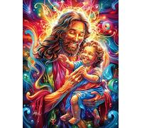 Jesús sosteniendo a un niño en jardín Floral Puzzle 300 Piezas Desafío Intelectual Avanzado Mitos fantásticos Rompecabezas para Adultos Obra De Arte Colorido DIY Creativo Decoración Hogar 300 PCS