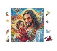 Jesús sosteniendo al niño Rompecabezas 100 Piezas Cartón para Toda La Familia Juego Compartir Estimulación Cognitiva Regalo Fin De Año Mejor Valorado 28x28cm