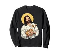 Jesús Sosteniendo Corgi Sudadera