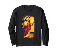 Jesús sosteniendo la ilustración Clave, diseño de Arte Cristiano Manga Larga