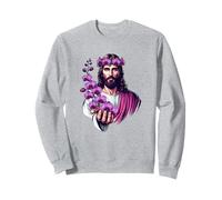 Jesús sosteniendo orquídeas moradas Sudadera