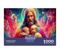 Jesús sostiene a Dos bebés 1000 Piezas Puzzle para Adultos Arte compasivo Puzzle Cartón Extra Grueso - Antiestrés Y Viajes, Entrena El Cerebro para 12+ Años 70x50cm/1000pcs