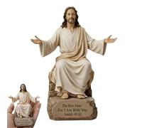 Jesus Statue Hand Painted, Mini Handmade Sitting Jesus Statue giifts, Resin Collection Sculpture, Jesuses Desk Figurines For Computer Monitor & Dashboard Decorations, Religious Jesuss Figures Decor