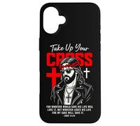 Jesus Streetwear Take Up Your Cross Lucas 9:24 Versículo de la Biblia Carcasa para iPhone 16 Plus