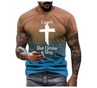 Jesus T Shirt Herren Lustig bedruckte Laufshirt Sommer Rundhals Sportshirt mit Letenmuster Laufshirt Gym Funktionsshirt Männer bequem Trainingsshirt Workout Sportshirt, O beige., XL