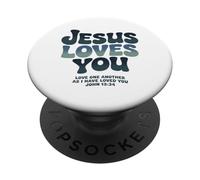 Jesús te ama ama el uno al Otro Cristiano PopSockets PopGrip Adhesivo