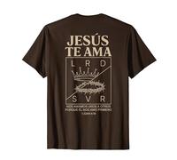 Jesús Te Ama con Versículo 1 Juan 4:19 Inspirador Camiseta, Hombre, Marrón, XL