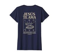 Jesús Te Ama con Versículo 1 Juan 4:19 Inspirador Camiseta, Mujer, Azul Marino, 3XL