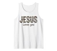 Jesús Te Ama Fe Cristiana Naturaleza Árboles Ciervo Camiseta sin Mangas