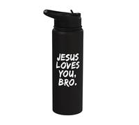 Jesús te ama Hermano Cristiano Creyente Fe Dios Religioso Stainless Steel Insulated Water Bottle