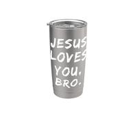 Jesús te ama Hermano Cristiano Creyente Fe Dios Religioso Vaso térmico de acero inoxidable de doble pared