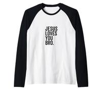 Jesús te ama, Hermano, Divertida fe Cristiana, Esperanza, Confianza en Dios Camiseta Manga Raglan