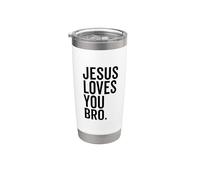 Jesús te ama, hermano, divertida fe cristiana, esperanza, confianza en Dios Vaso térmico de acero inoxidable de doble pared