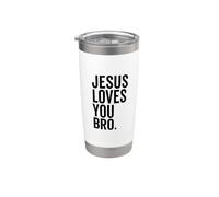 Jesús te ama, hermano, divertida fe cristiana, esperanza, confianza en Dios Vaso térmico de acero inoxidable de doble pared