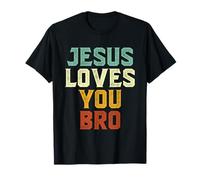 Jesús te ama, hermano, divertido, de fe cristiana, retro, vintage Camiseta