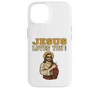 Jesús te ama Hermano Divertido fe Cristiana Jesús Carcasa para iPhone 14