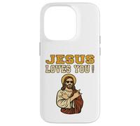 Jesús te ama Hermano Divertido fe Cristiana Jesús Carcasa para iPhone 14 Pro