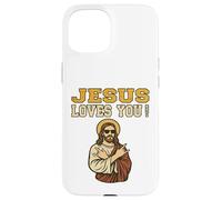 Jesús te ama Hermano Divertido fe Cristiana Jesús Carcasa para iPhone 15