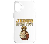 Jesús te ama Hermano Divertido fe Cristiana Jesús Carcasa para iPhone 16 Plus