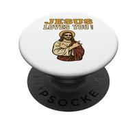 Jesús te ama Hermano Divertido fe Cristiana Jesús PopSockets PopGrip Adhesivo