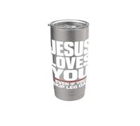Jesús te ama incluso si te saltas el gimnasio cristiano del día de las piernas Vaso térmico de acero inoxidable de doble pared