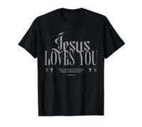 Jesús te ama, Jesús Nunca Falla, perdonado, Cristiano Camiseta gráfica económica, Hombre, Negro, M