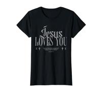 Jesús te ama, Jesús Nunca Falla, perdonado, Cristiano Camiseta gráfica económica, Mujer, Negro, XL