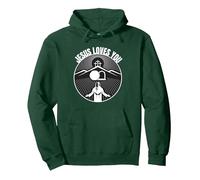 Jesús te ama Sudadera con Capucha, Unisex para Adultos, Verde Bosque, XXL