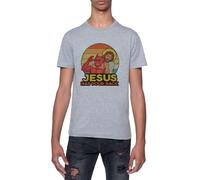 Jesús Te Respalda Camiseta De Manga Corta con Cuello Redondo Gris para Hombre T-Shirt Short Sleeve Grey Crewneck tee For Men