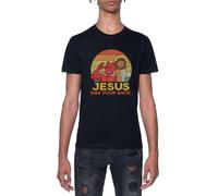 Jesús Te Respalda Camiseta De Manga Corta Negra con Cuello Redondo para Hombre T-Shirt Short Sleeve Black Crewneck tee For Men