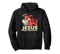 Jesús te respalda - Jesús derrotando al Diablo Sudadera con Capucha