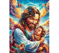 Jésus Tenant un Enfant Dans le Jardin Fleuri Rompecabezas 500 Piezas Cartón Resistente para Principiantes Mitos fantásticos Ocio Doméstico Reducir Estrés Decoración Hogar Regalo Ideal 500 PCS